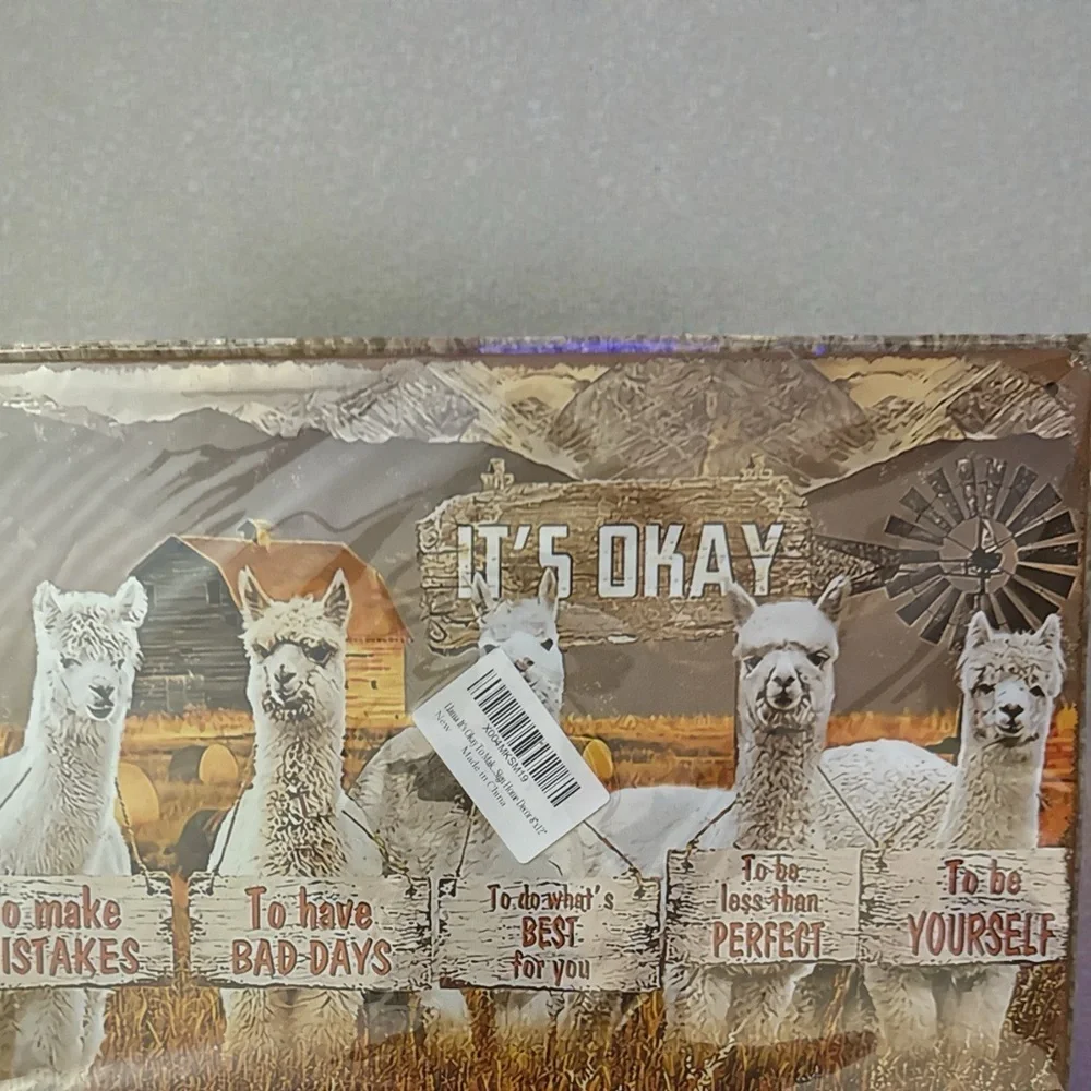 NEW Inspirational 8X 12 “It’s Okay” Llama Wall Art